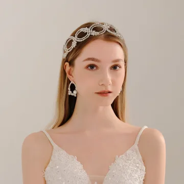 Snygga Fina Silver Rhinestone Legering Brud Huvudbonad 2023 Bröllop
