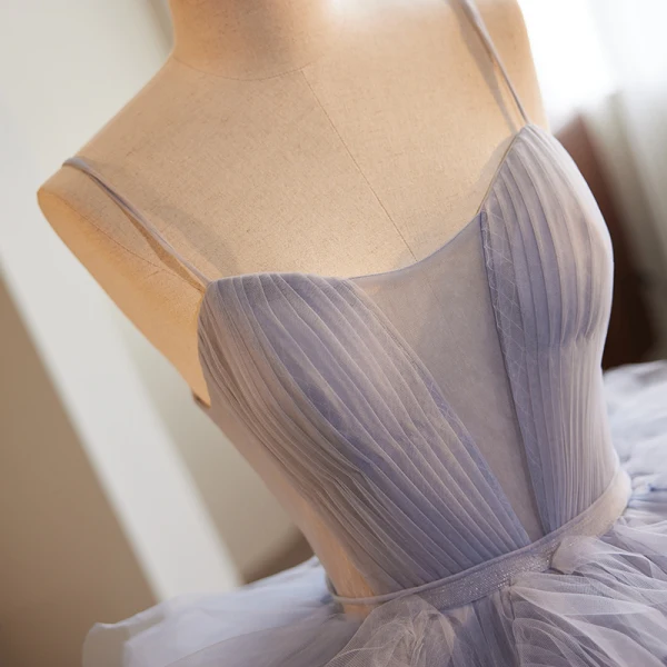 Fashion Sky Blue Cascading Ruffles Prom Dresses 2023 Ball Gown Spaghetti Straps Sleeveless Sweep Train Formal Dresses
