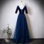 Vintage / Retro Navy Blue Star Sequins Floor-Length / Long Mother Of The Bride Dresses 2025 A-Line / Princess Square Neckline Short Sleeve Backless