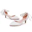 Élégant Blanche Perle Bride Cheville Noeud Chaussure De Mariée 2024 5 cm Talons Aiguilles À Bout Pointu Mariage Talons Hauts