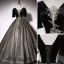 Elegant Black Suede Prom Dresses 2022 Ball Gown Scoop Neck Bell sleeves Backless Beading Sequins Floor-Length / Long Formal Dresses