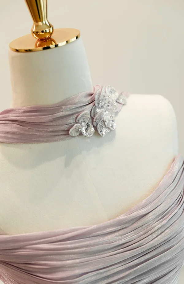 Étourdissant Sans Manches Volants Trompette / Sirène Lavande Robe De Bal 2025 Tapis rouge Été Robe De Cérémonie Bretelles croisées Train De Balayage Bustier