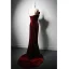 Sexy Burgundy Velvet Rhinestone Flower Evening Dresses 2024 Trumpet / Mermaid Spaghetti Straps Sleeveless Backless Sweep Train Evening Party Formal Dresses