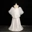 Fashion White Satin Tassel Wedding Dresses 2024 Trumpet / Mermaid Strapless Short Sleeve Backless Sweep Train Wedding
