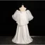 Fashion White Trumpet / Mermaid Wedding Dresses 2024 Strapless Puffy Short Sleeve Backless Sweep Train Wedding
