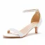 Charmant Blanche Perle Chaussure De Mariée 2023 Bride Cheville 5 cm Talons Aiguilles Peep Toes / Bout Ouvert Mariage Sandales Talons Hauts
