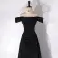 Audrey Hepburn Style Black Ruffle Prom Dresses 2024 A-Line / Princess Off-The-Shoulder Short Sleeve Backless Floor-Length / Long Prom Formal Dresses