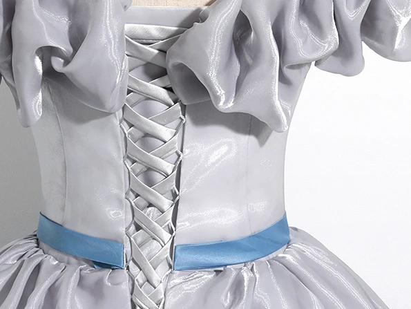 Élégant Argenté Robe De Bal 2024 Robe Boule Volants De l'épaule Sans Manches Noeud Ceinture Dos Nu Longue Promo Robe De Ceremonie
