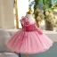Chic / Beautiful Fuchsia Appliques Birthday Flower Girl Dresses 2025 Ball Gown Spaghetti Straps Sleeveless Backless Floor-Length / Long Flower Girl Dresses