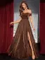 Elegant Green Glitter Split Front Prom Dresses 2025 A-Line / Princess Off-The-Shoulder Sleeveless Backless Floor-Length / Long Prom Formal Dresses