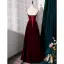 Sjarmerende Burgunder Selskapskjoler Prinsesse 2022 Strapless Uten Ermer Ryggløse Paljetter Suede Lange Polyester Aften Formelle Kjoler