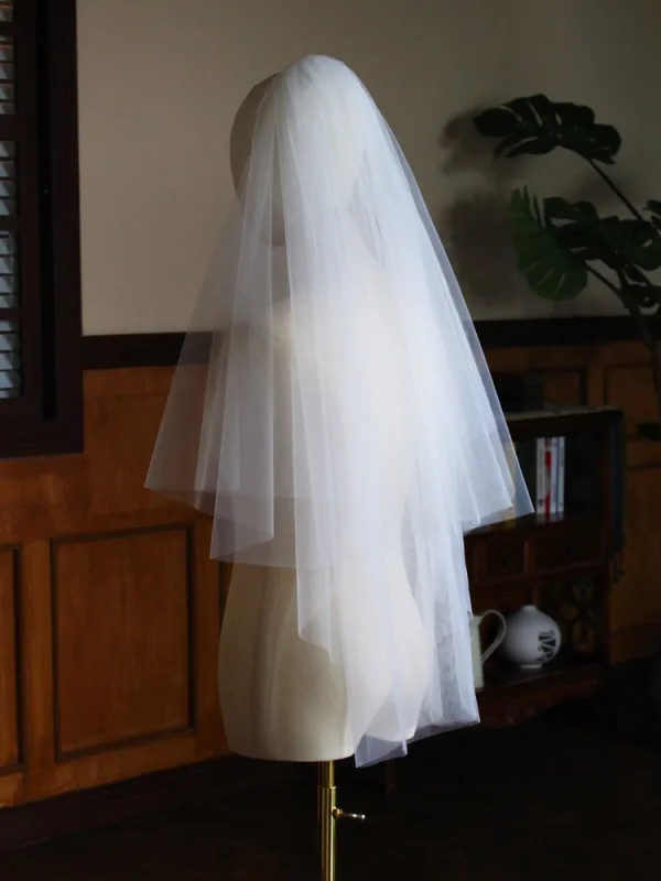 Simple Blanche Tulle 1 m Voile De Mariée 2025