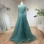 High-end Royal Blue Handmade  Beading Prom Dresses 2024 A-Line / Princess V-Neck Long Sleeve Floor-Length / Long Prom Formal Dresses