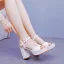 Minimalistisch Weiß Knöchelriemen Brautschuhe 2025 9 cm Thick Heels Peeptoes Hochzeit Sandaletten Hochhackige