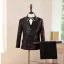 Scintillantes Bordeaux Paillettes Manches Longues 5 pièces Costume Garçon Mariage 2025 Manteau Pantalon Chemise Cravate Gilet
