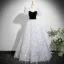 Fashion Silver Grey Tassel Prom Dresses 2025 Ball Gown Off-The-Shoulder Short Sleeve Backless Floor-Length / Long Formal Dresses