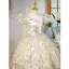 Sparkly Champagne Multi-Colors Sequins Birthday Flower Girl Dresses 2022 Ball Gown Square Neckline Puffy Short Sleeve Backless Floor-Length / Long Flower Girl Dresses