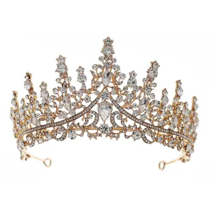 Vintage Retro Gold Rhinestone Wedding Tiara 2022 Alloy Bridal Hair Accessories
