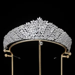 Glittrande Silver Rhinestone Zirkon Brud Huvudbonad 2024 Bröllop Tillbehör