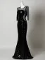 Sparkly Black Sequins Rhinestone Evening Dresses 2026 Trumpet / Mermaid Scoop Neck 3/4 Sleeve Floor-Length / Long Formal Dresses