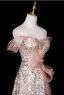 Sparkly Fashion Blushing Pink Appliques Sequins Prom Dresses 2025 A-Line / Princess Strapless Sleeveless Backless Floor-Length / Long Formal Dresses