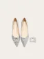 Sparkly Silver Rhinestone Sequins Flat Pointed Toe Wedding Shoes 2024
