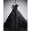 Élégant Noire Satin Robe De Bal 2023 Robe Boule De l'épaule Noeud Sans Manches Dos Nu Longue Promo Robe De Ceremonie
