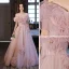 Chic / Beautiful Blushing Pink Beading Ruffle Prom Dresses 2022 A-Line / Princess Off-The-Shoulder Short Sleeve Backless Floor-Length / Long Formal Dresses
