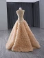 High-end Gold Rhinestone Sequins Pleated Prom Dresses 2024 A-Line / Princess High Neck Sleeveless Floor-Length / Long Prom Formal Dresses