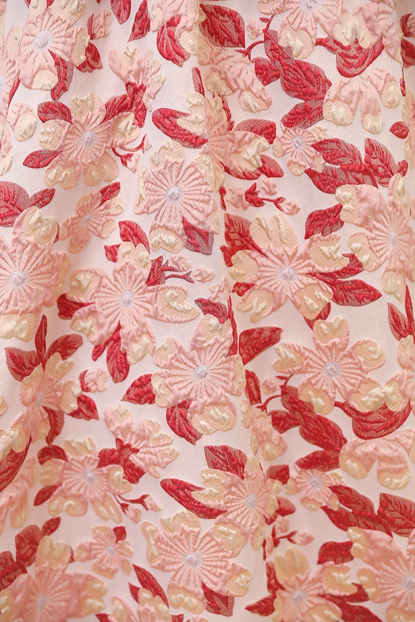 Elegant Red Printing Prom Dresses 2022 Ball Gown Square Neckline Puffy Short Sleeve Backless Sash Floor-Length / Long Prom Formal Dresses