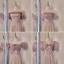 Chic / Beautiful Blushing Pink Glitter Bridesmaid Dresses 2023 A-Line / Princess Short Sleeve Backless Tea-length Bridesmaid Dresses