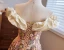 Chic / Beautiful Champagne Sequins Flower Prom Dresses 2024 Off-The-Shoulder A-Line / Princess Sleeveless Backless Floor-Length / Long Formal Dresses