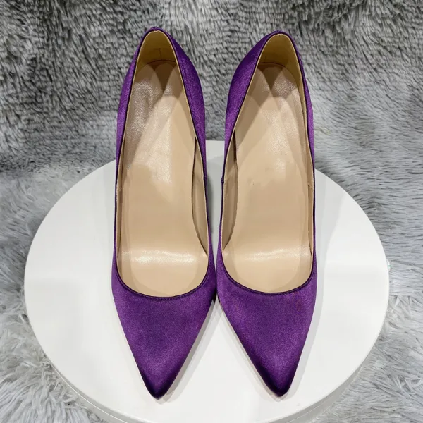 Schöne Traube Abend Satin Pumps 2022 12 cm Stilettos Spitzschuh Pumps Hochhackige
