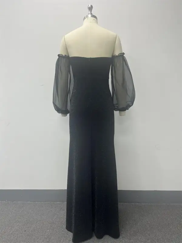 Sexy Schwarz Meerjungfrau Abendkleider 2024 Bandeau Ärmellos Rückenfreies Lange Abend Festliche Kleider