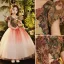 Elegant Red Birthday Embroidered Flower Girl Dresses 2022 Ball Gown Scoop Neck Puffy Short Sleeve Floor-Length / Long Flower Girl Dresses
