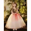 Elegant Red Birthday Embroidered Flower Girl Dresses 2022 Ball Gown Scoop Neck Puffy Short Sleeve Floor-Length / Long Flower Girl Dresses