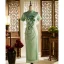 Chinese style Blushing Pink Lace Flower Tea-length Cheongsam 2024 Trumpet / Mermaid High Neck Short Sleeve Prom