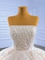 Haut de Gamme Champagne Paillettes Robe De Mariée 2022 Robe Boule Bustier Sans Manches Dos Nu Royal Train Mariage