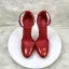 Sexy Burgundy Evening Party Patent Leather Womens Shoes 2024 Ankle Strap 12 cm Stiletto Heels Round Toe High Heels