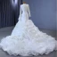 Muslim White Cascading Ruffles Wedding Dresses 2023 Trumpet / Mermaid High Neck Long Sleeve Chapel Train Wedding