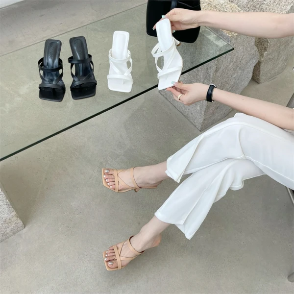 Modest / Simple White Street Wear Summer Womens Sandals 2022 9 cm Stiletto Heels Open / Peep Toe Sandals High Heels