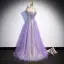 Sparkly Lavender Beading Pearl Sequins Evening Dresses 2022 A-Line / Princess Strapless Sleeveless Backless Floor-Length / Long Evening Party Formal Dresses