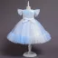 Lovely Sky Blue Sequins Birthday Flower Girl Dresses 2023 Ball Gown Scoop Neck Short Sleeve Bow Floor-Length / Long Flower Girl Dresses