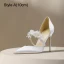 Elegant White Satin Pearl Flower Wedding Shoes 2024 10 cm Stiletto Heels Pointed Toe Wedding Sandals High Heels