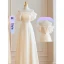 Modest / Simple Lavender Bridesmaid Dresses 2023 A-Line / Princess Off-The-Shoulder Short Sleeve Backless Floor-Length / Long Bridesmaid Dresses