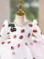 Lovely White Strawberry Birthday Short Flower Girl Dresses 2026 Ball Gown Scoop Neck Long Sleeve Tulle