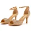 Sparkly Gold Rhinestone Evening Party Womens Sandals 2023 Ankle Strap 7 cm Stiletto Heels Open / Peep Toe Sandals High Heels