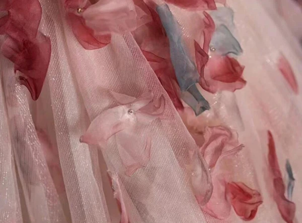 Flower Fairy Blushing Pink Appliques Prom Dresses 2024 Ball Gown Off-The-Shoulder Short Sleeve Backless Floor-Length / Long Prom Formal Dresses