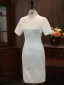 Chinesischer Stil Weiß Stickerei Wadenlang Cheongsam 2026 Meerjungfrau Stehkragen Kurze Ärmel