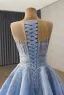 High-end Sky Blue Handmade  Beading Rhinestone Sequins Prom Dresses 2025 Ball Gown Scoop Neck Sleeveless Court Train Prom Formal Dresses